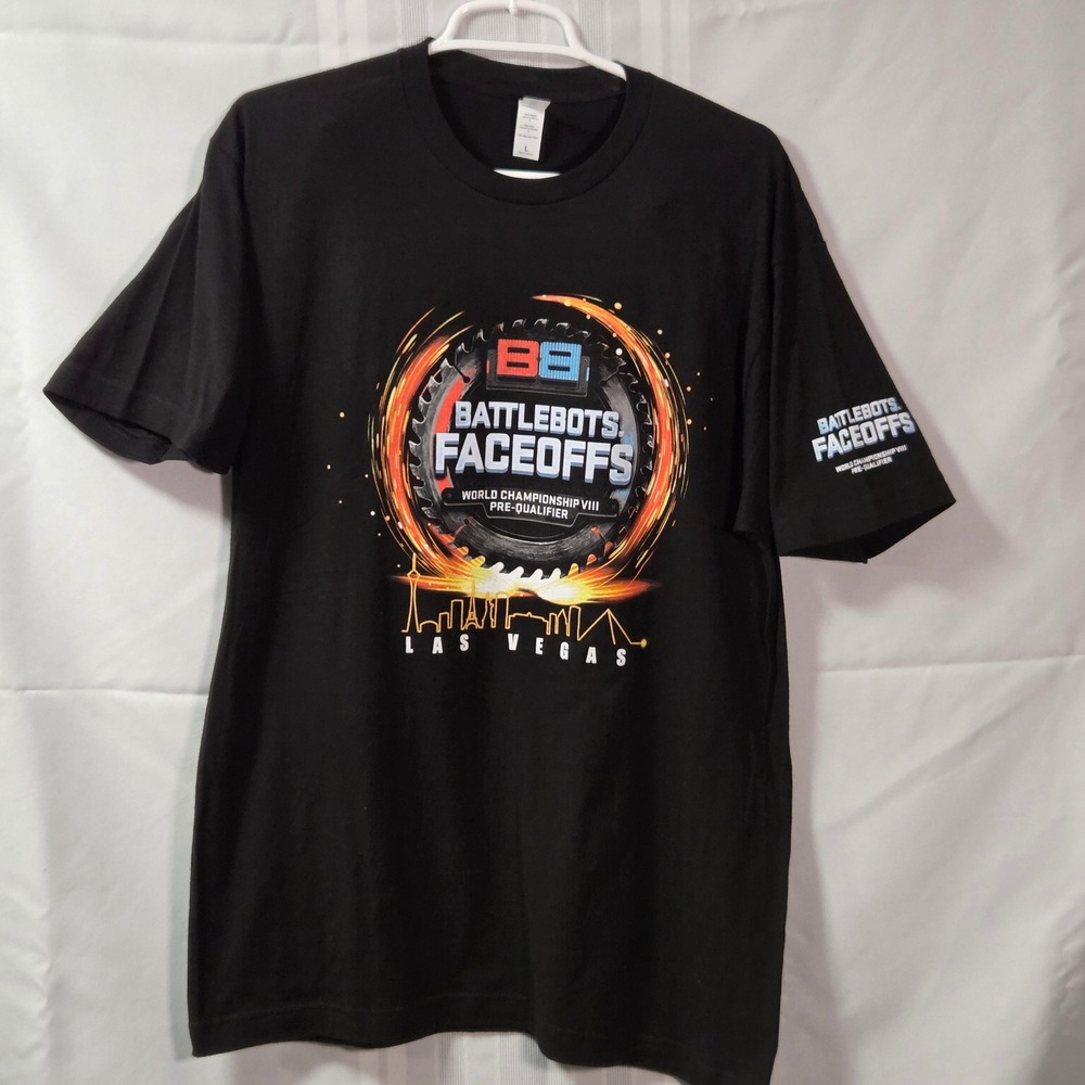 Tultex T-Shirt Mens L Black BattleBots Faceoffs Las Vegas Graphic Short Sleeve